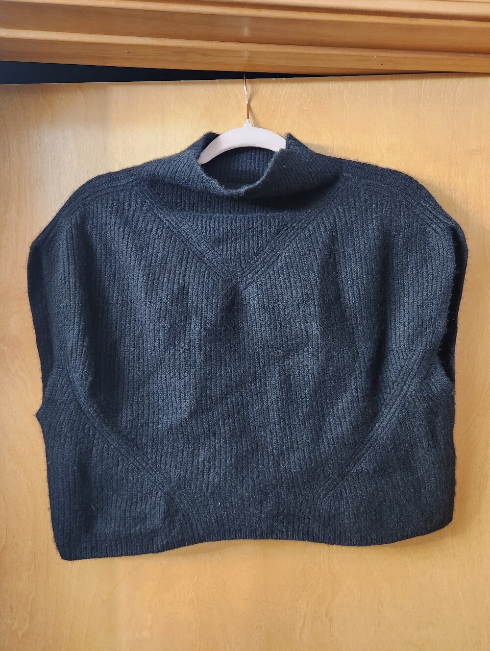 Anthropologie Black Women's Ribbed Cashmere Mock Neck Sweater Vest Size Small